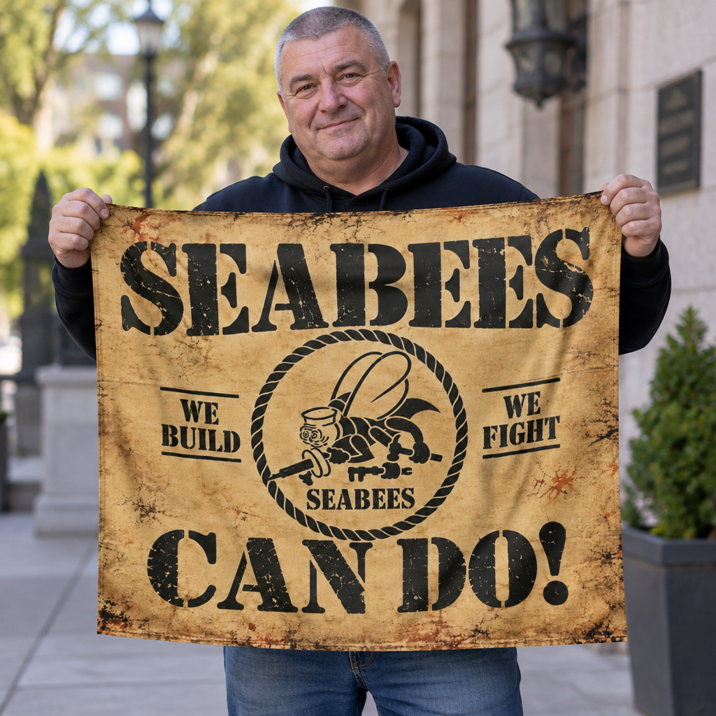 Seabees Can Do Military Wall Tapestry Vintage Inspired