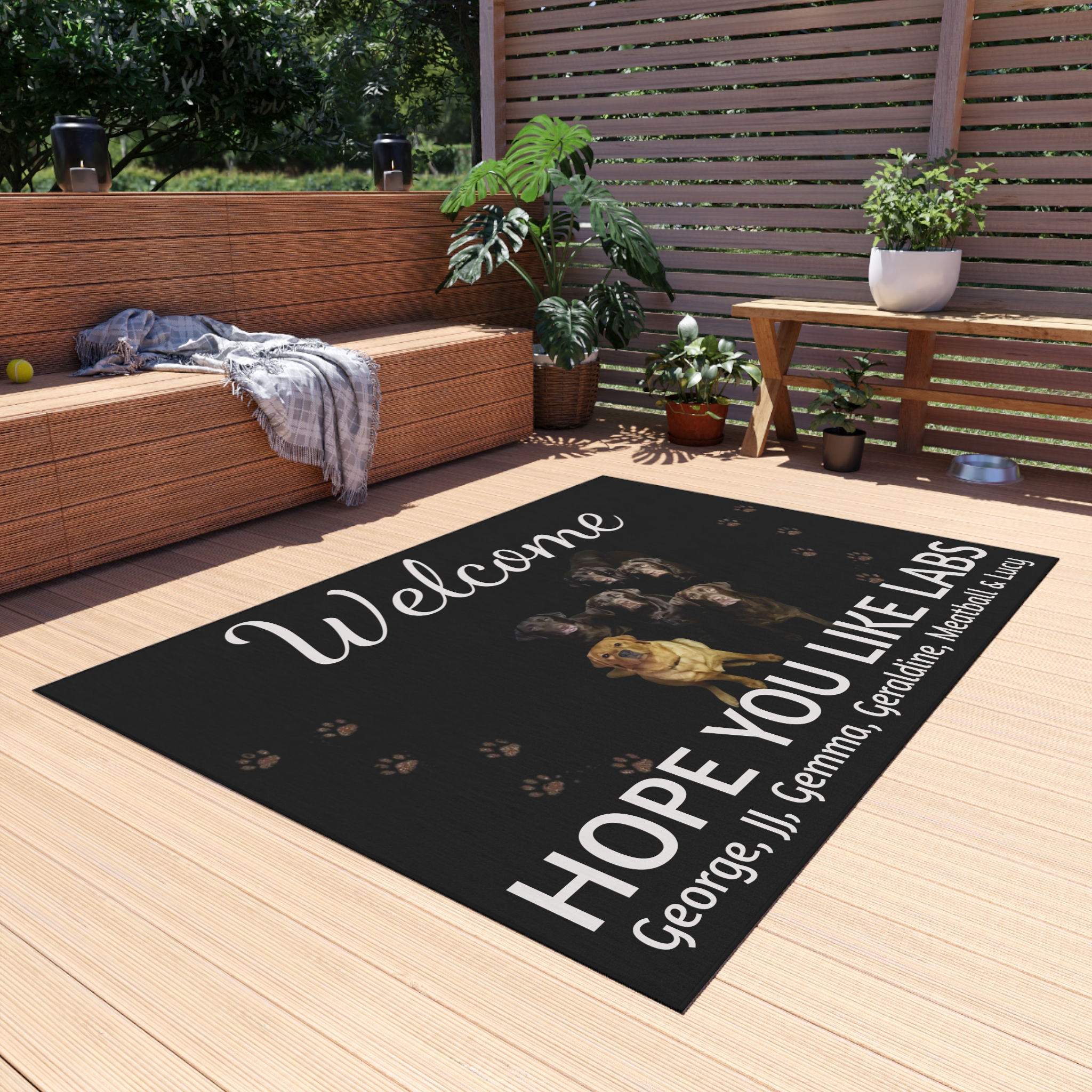Welcome PETS Mat Hope you like labs Custom outdoor rug with your dogs, pets