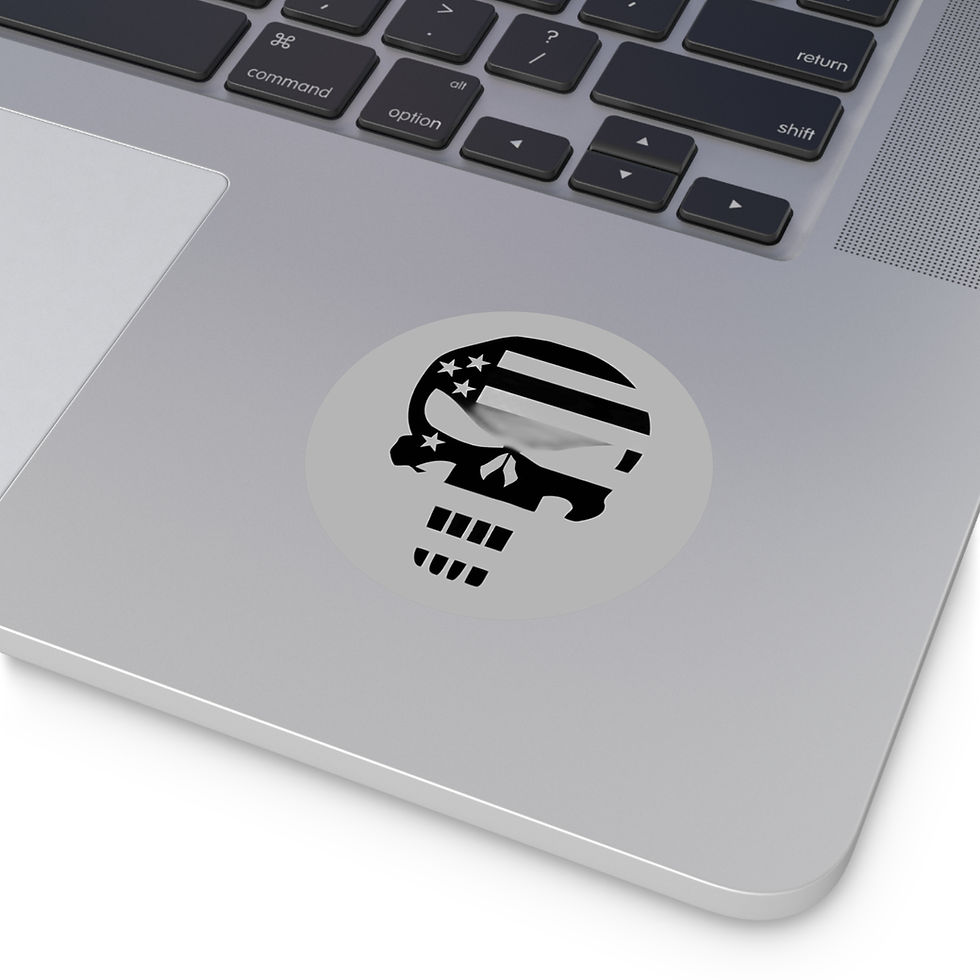Thumbnail: Black Punisher US Flag Round Vinyl Stickers Grey Indoor Outdoor UV Protectant