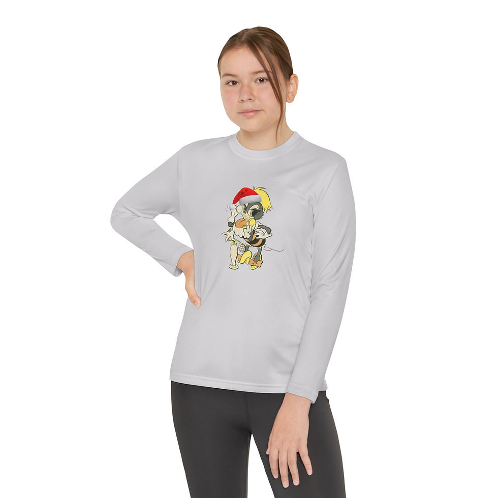 Thumbnail: Phoebe Santa Youth Long Sleeve Tee, Christmas Kids Shirt Seabees