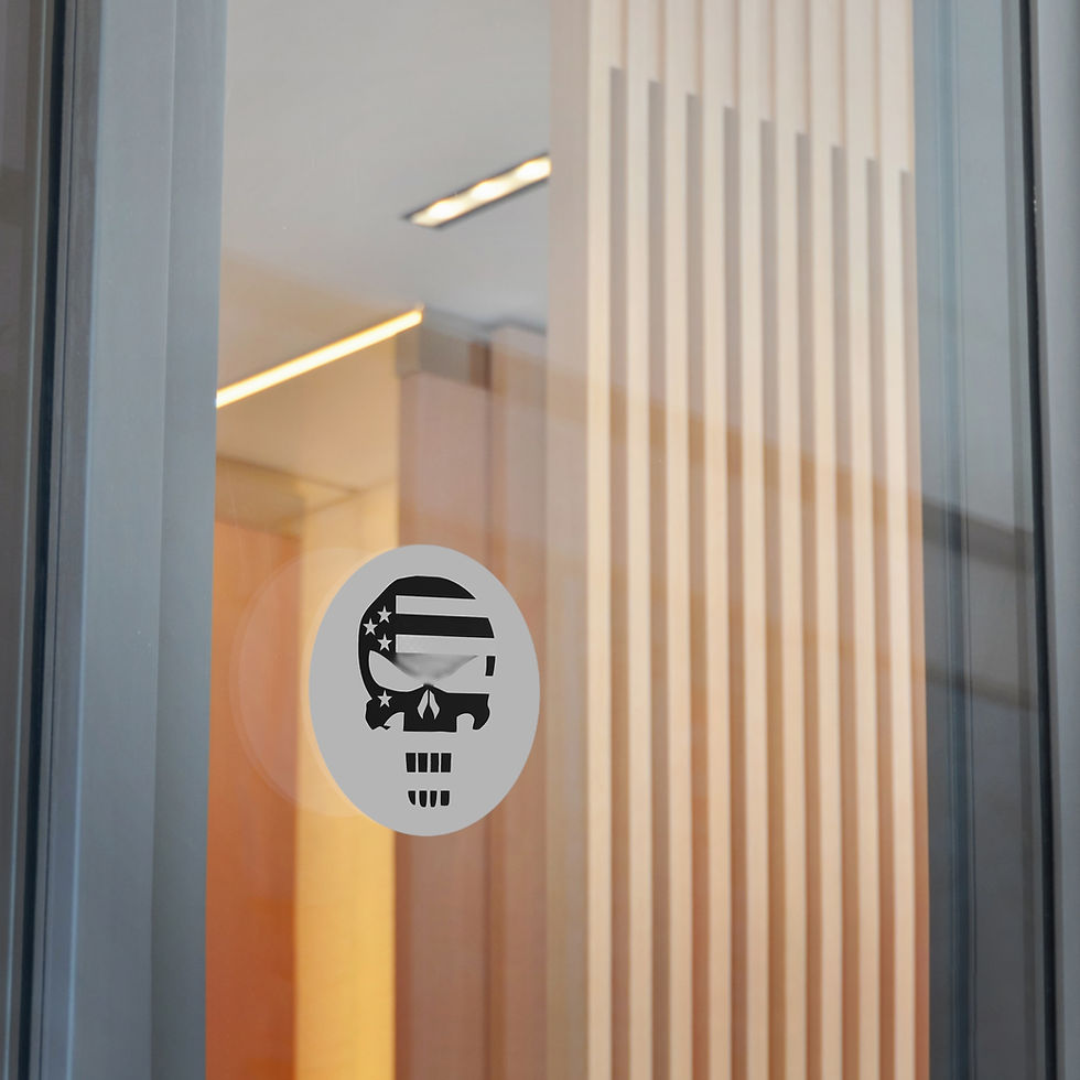 Thumbnail: Black Punisher US Flag Round Vinyl Stickers Grey Indoor Outdoor UV Protectant