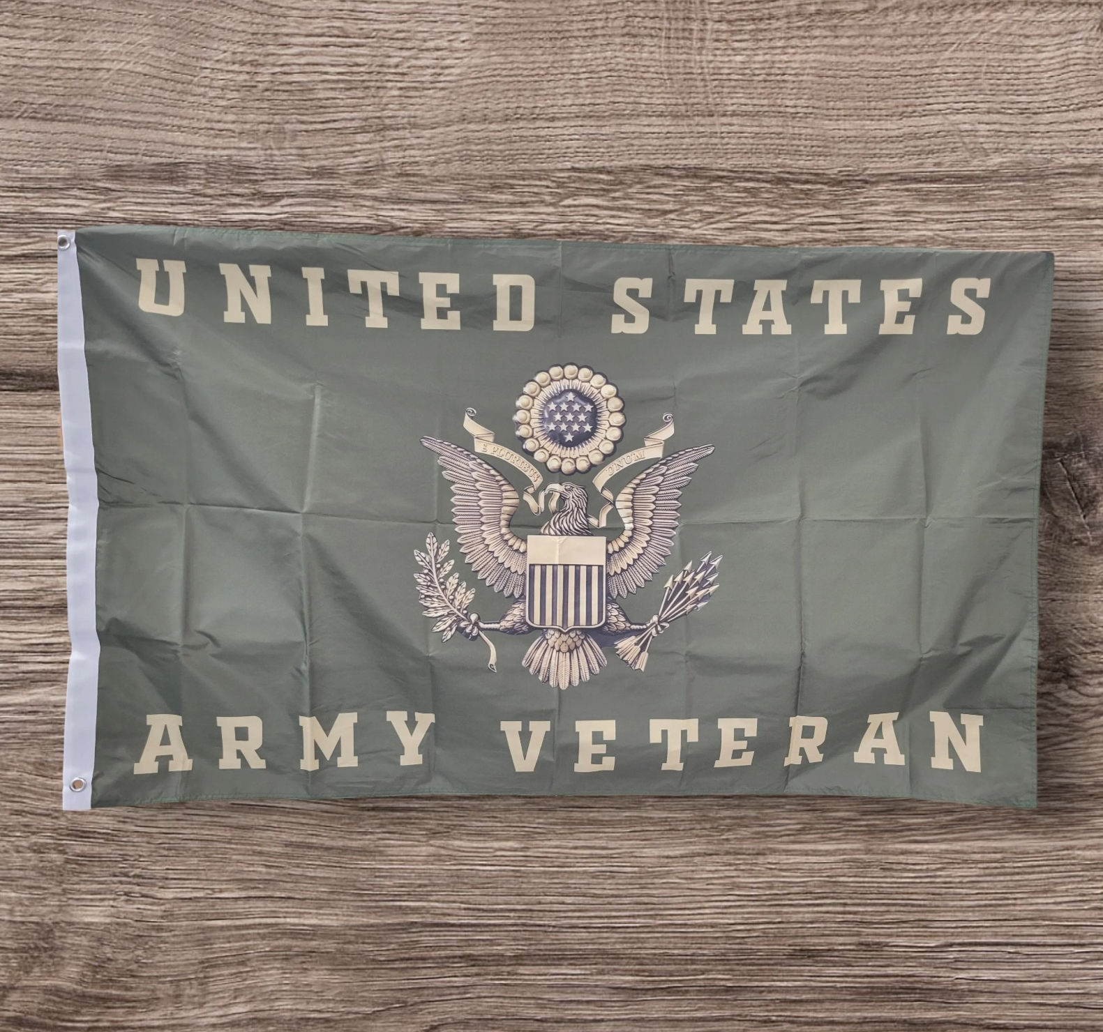 Army Veteran OD Green Flag 3x5 Durable Heavy Duty logo with gold