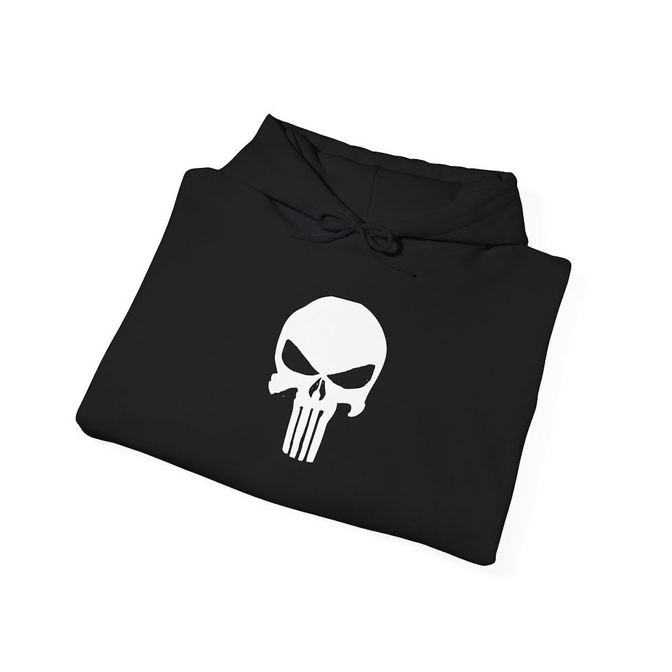 Thumbnail: White Punisher Hoodie w Pockets Sweatshirt Heavy Blend, Men's Women's Pullover