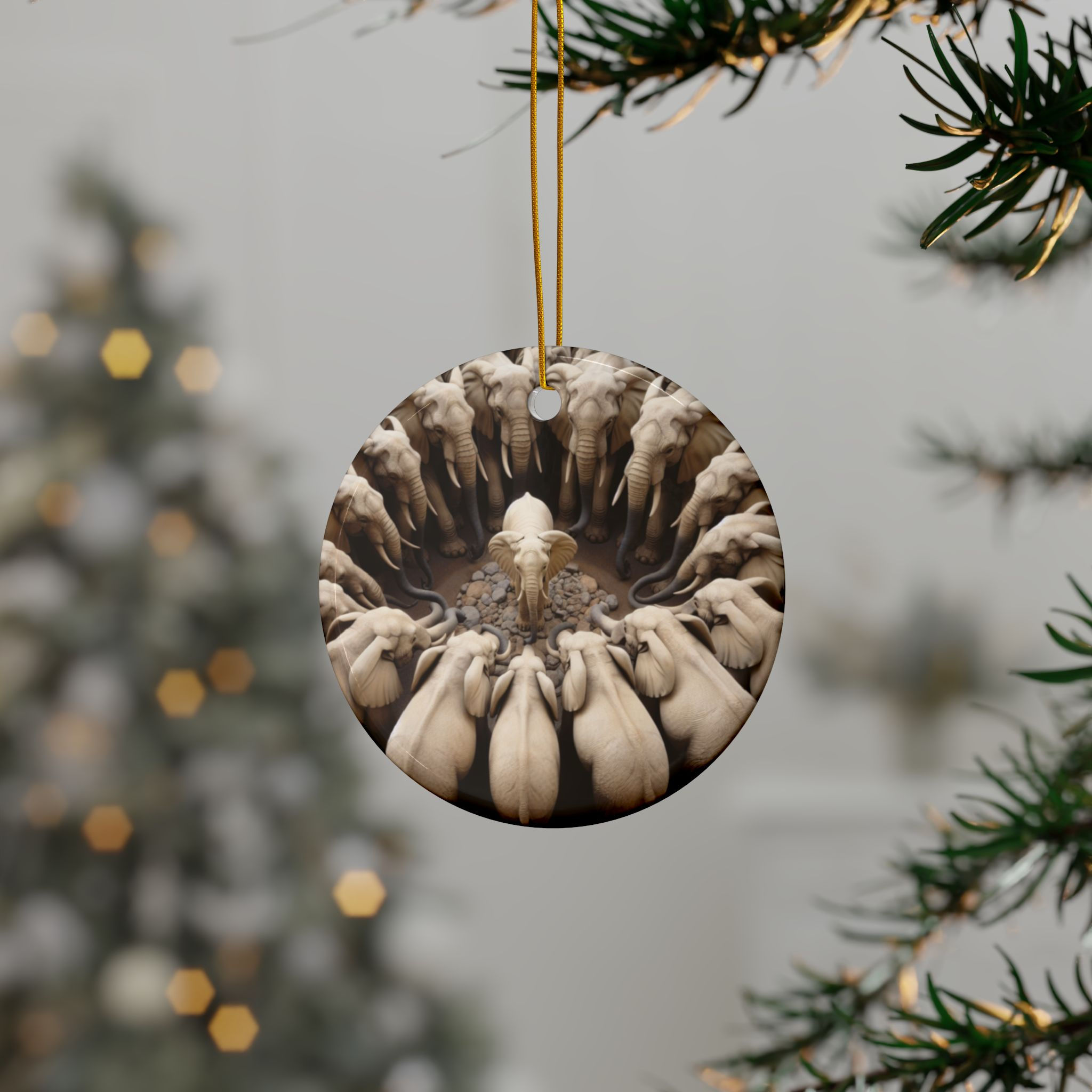 Solidarity Elephants Ceramic Ornament Women