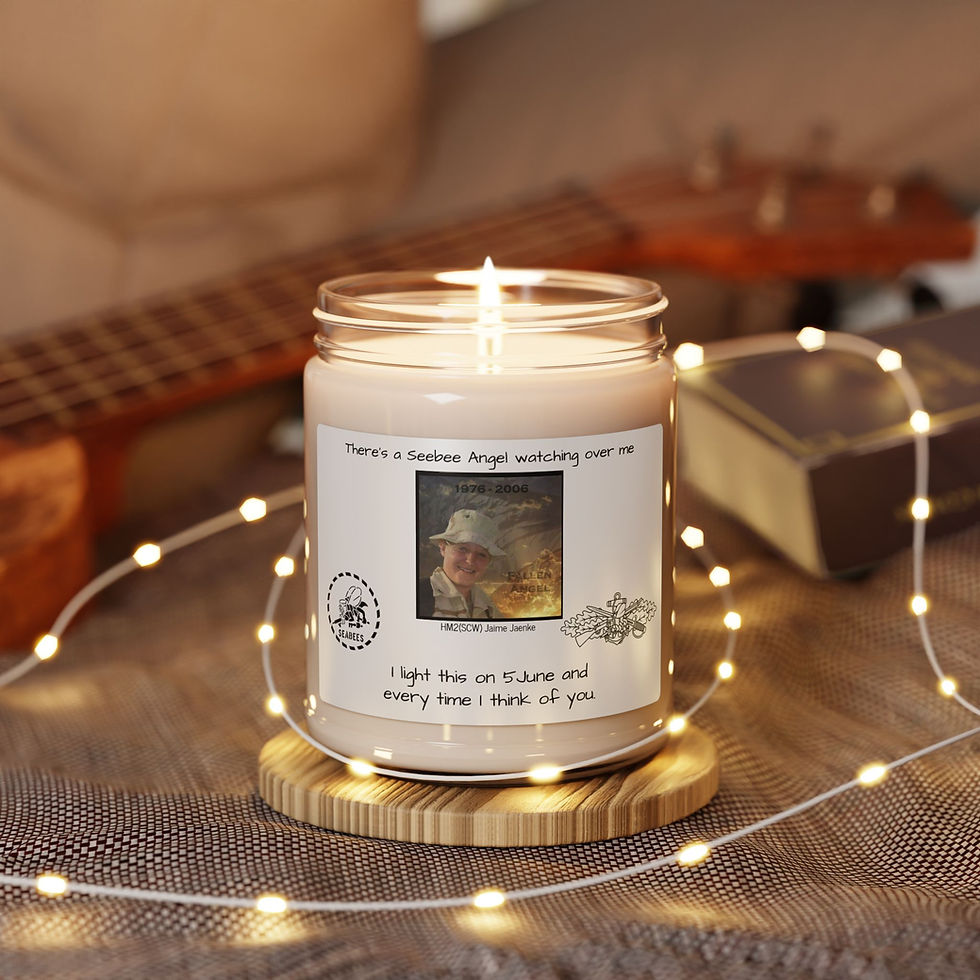 Thumbnail: Memory Candle HM2(SCW) Jaime Jaenke Seabees Scented Soy Fallen Seabee Angel