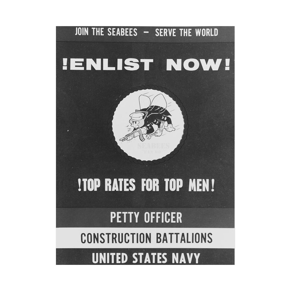 Thumbnail: WWII Poster Join the Seabees - Serve the world!Enlist now!Top rates for top men!