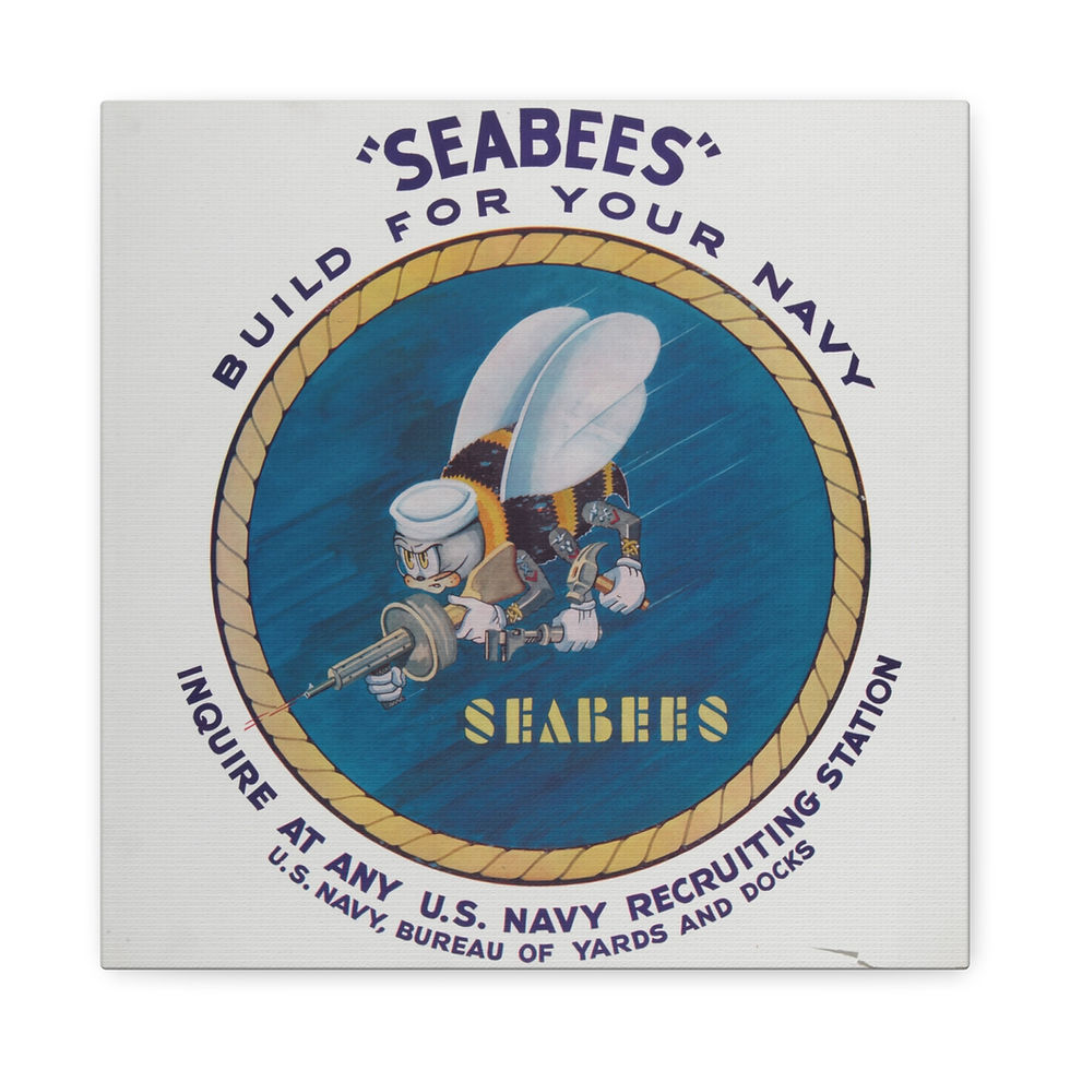 Thumbnail: Mounted Canvas Seabees - Build For Your Navy, Stretched, 1.25"