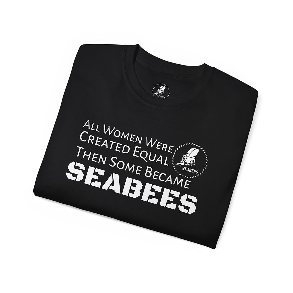 Thumbnail: Seabees "All Women Were Created Equal" t-shirt US Flag and Navy Jack on sleeves