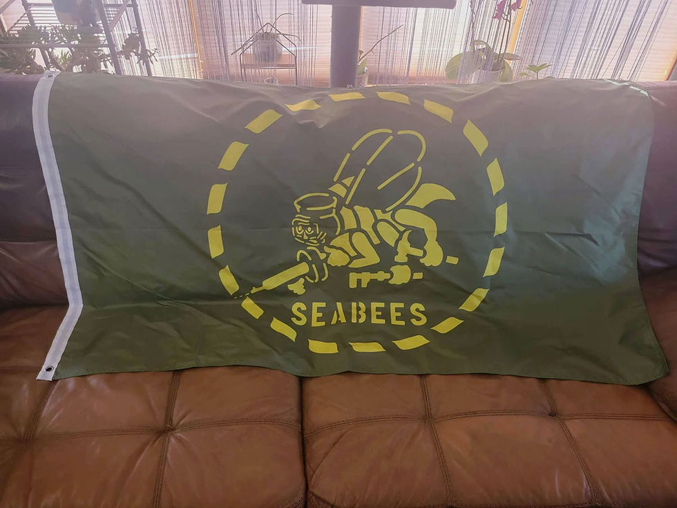 Thumbnail: No Words OD Green Seabees Flag Durable Heavy Duty stencil logo with yellow