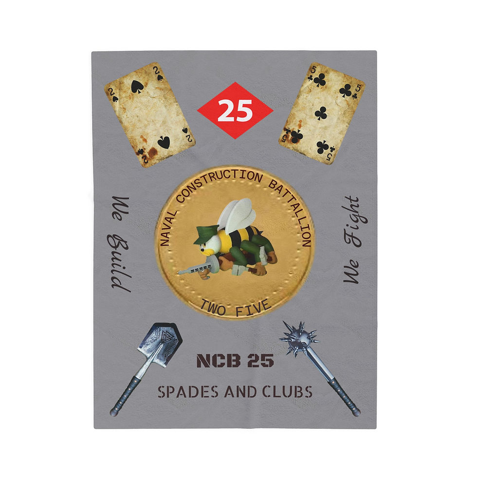 Thumbnail: Grey NMCB 25 Blanket NCB TWO FIVE Velveteen Plush Seabees