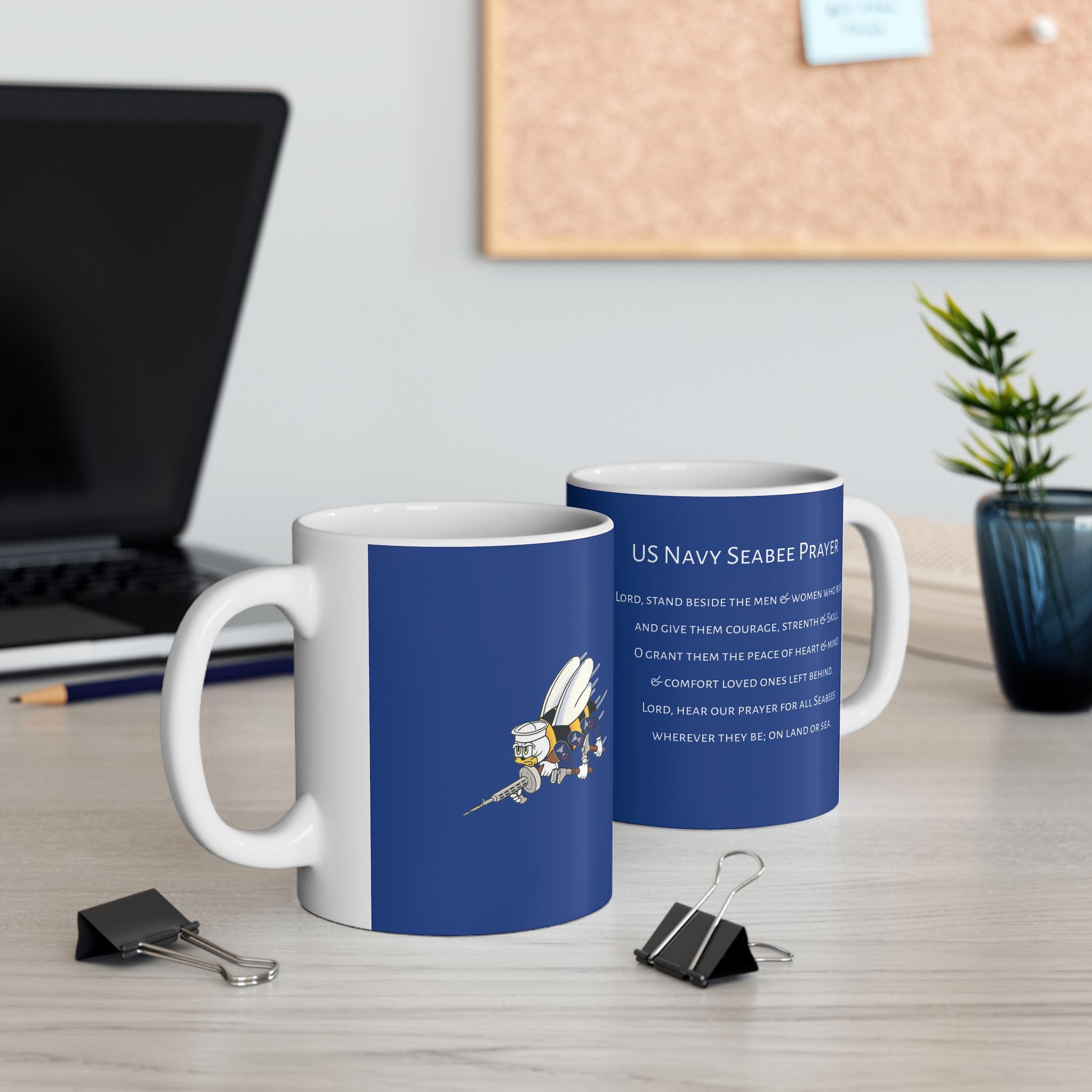 Seabee Prayer Mug Ceramic Seabees blue