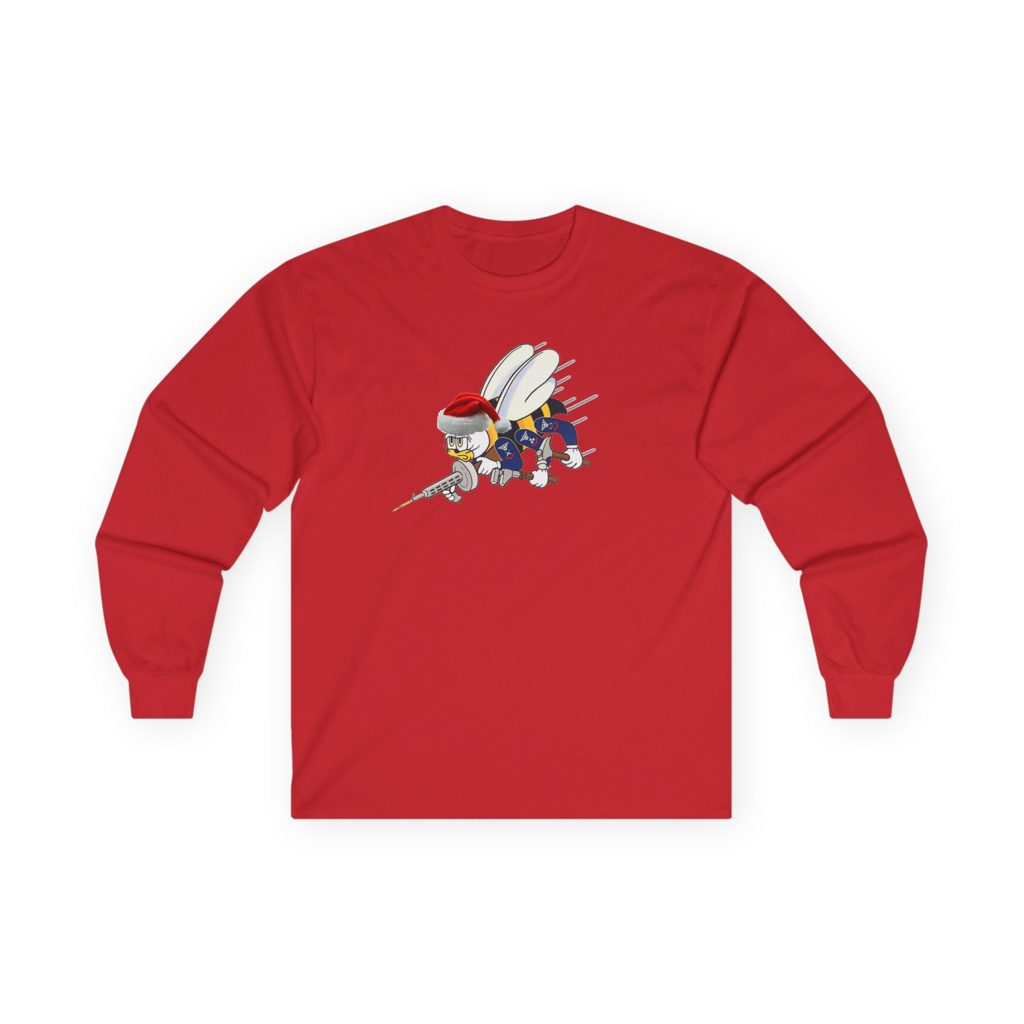Adult Seabee Santa Long Sleeve Tee Christmas