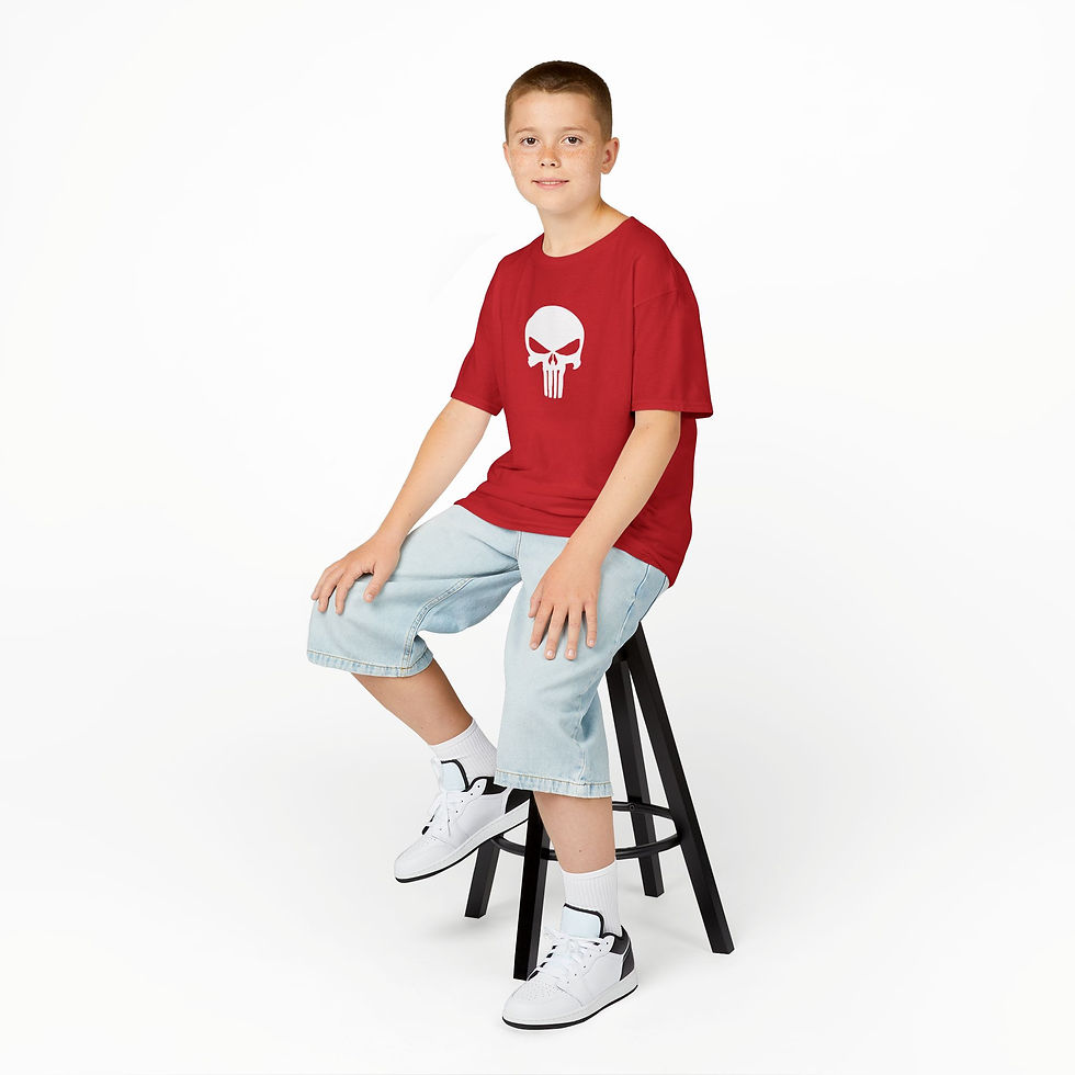 Thumbnail: Kids "Punisher" Graphic Tee — Funny Pun T-Shirt for Boys & Girls