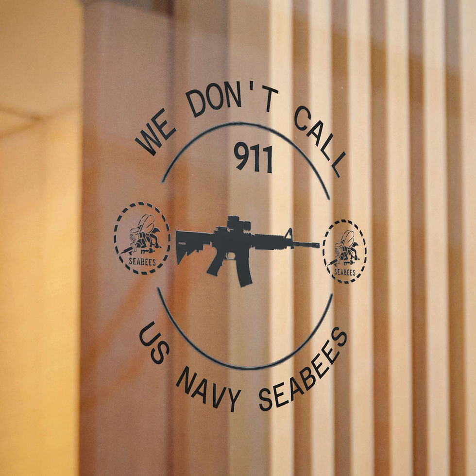 Thumbnail: Navy Seabees Die-Cut Stickers, M4 Carbine We Don't Call 911 Gun Graphic Decal