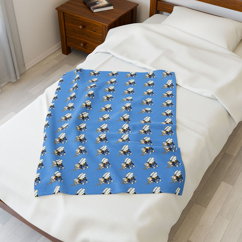 Thumbnail: Seabees Blanket Velveteen Plush Baby Blue