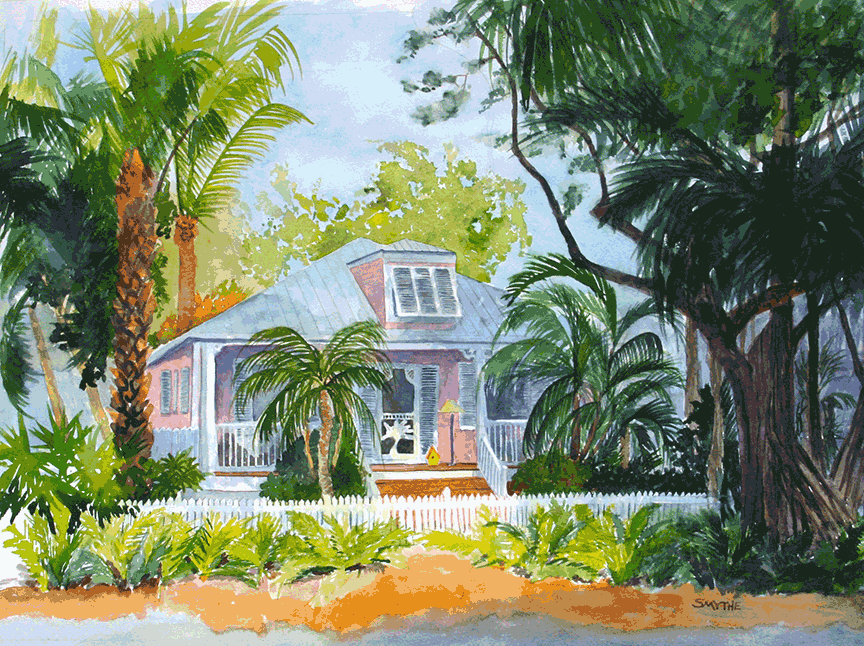 Pink House with Banyan Tree