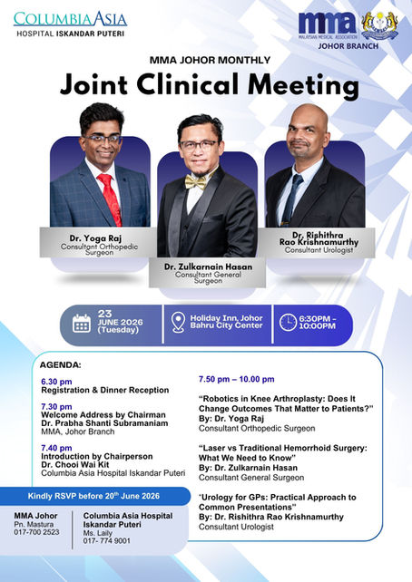 MMA Johor Monthly Joint Clinical Meeting for the month of June 2026