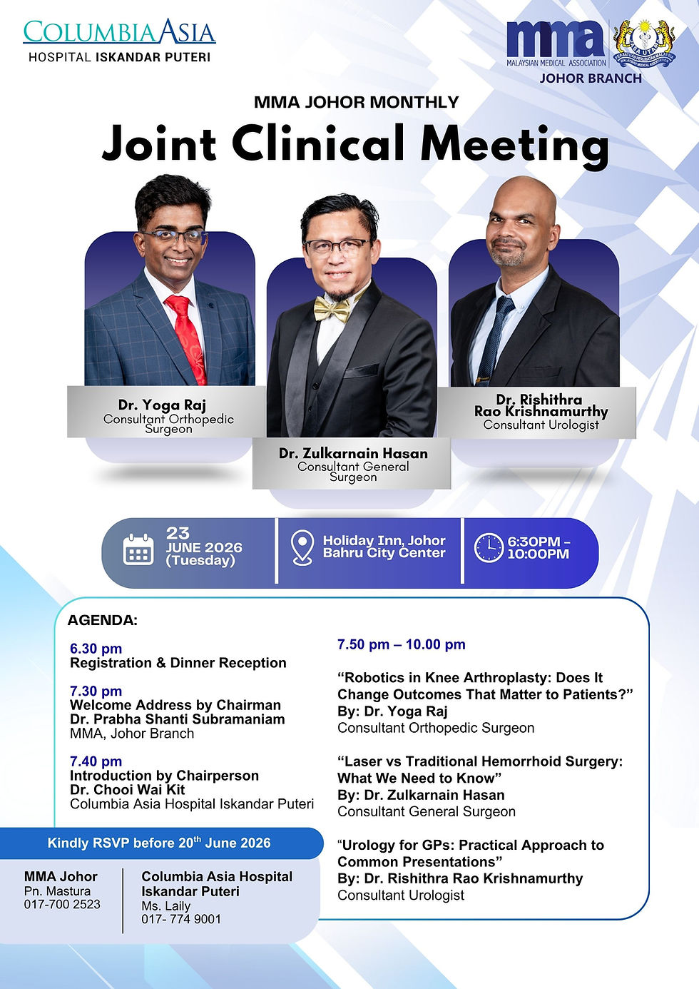 MMA Johor Monthly Joint Clinical Meeting for the month of June 2026