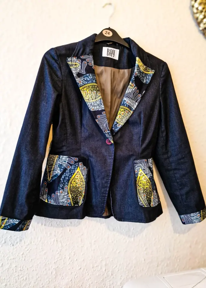 Upcycled suit with print fabric