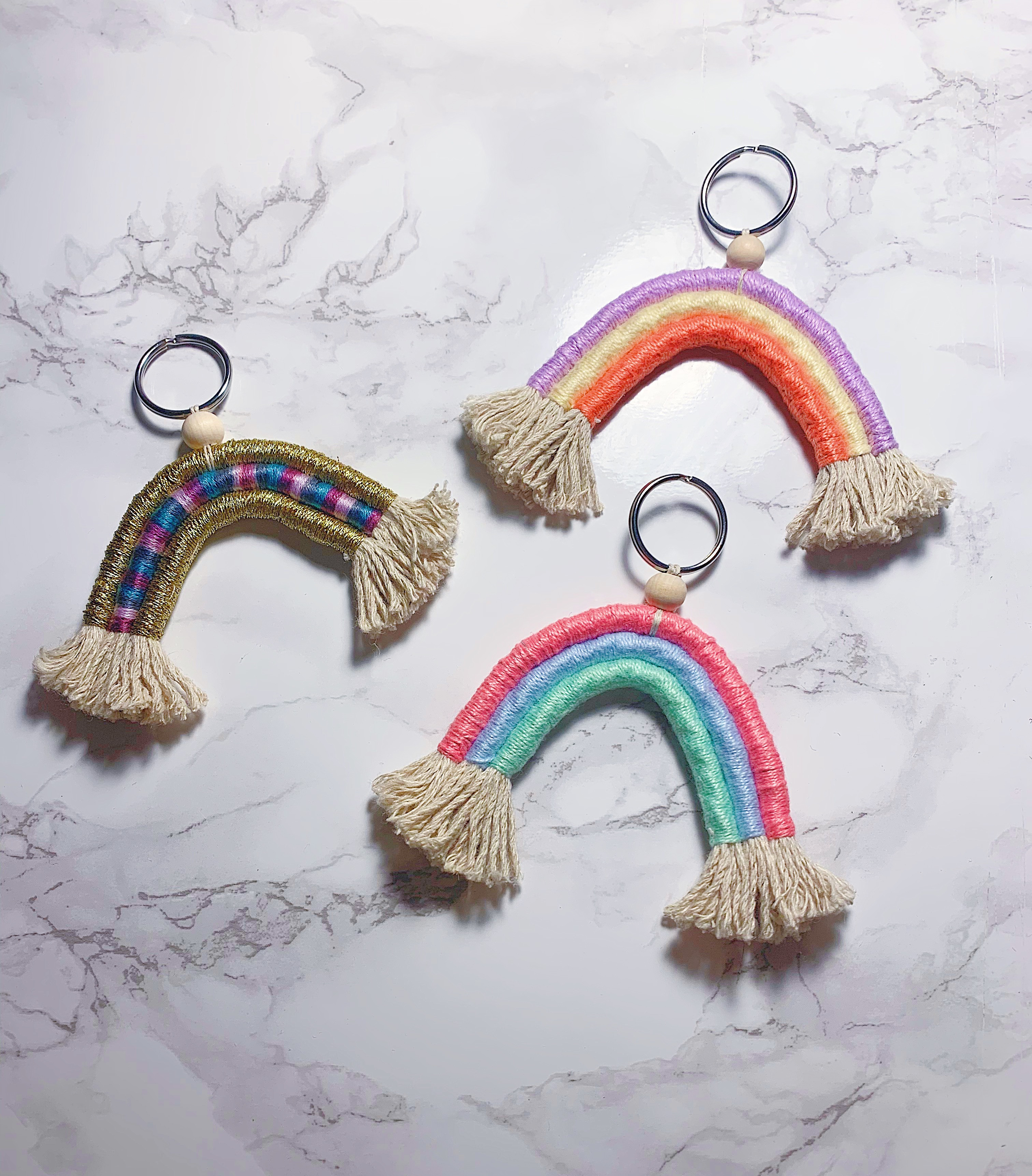 Custom Macramé Rainbow Keychain