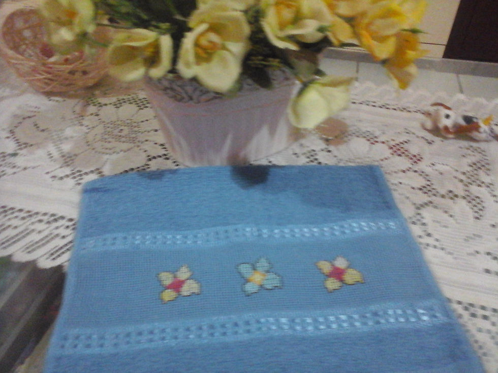 Toalha Lavabo Bordada - flores
