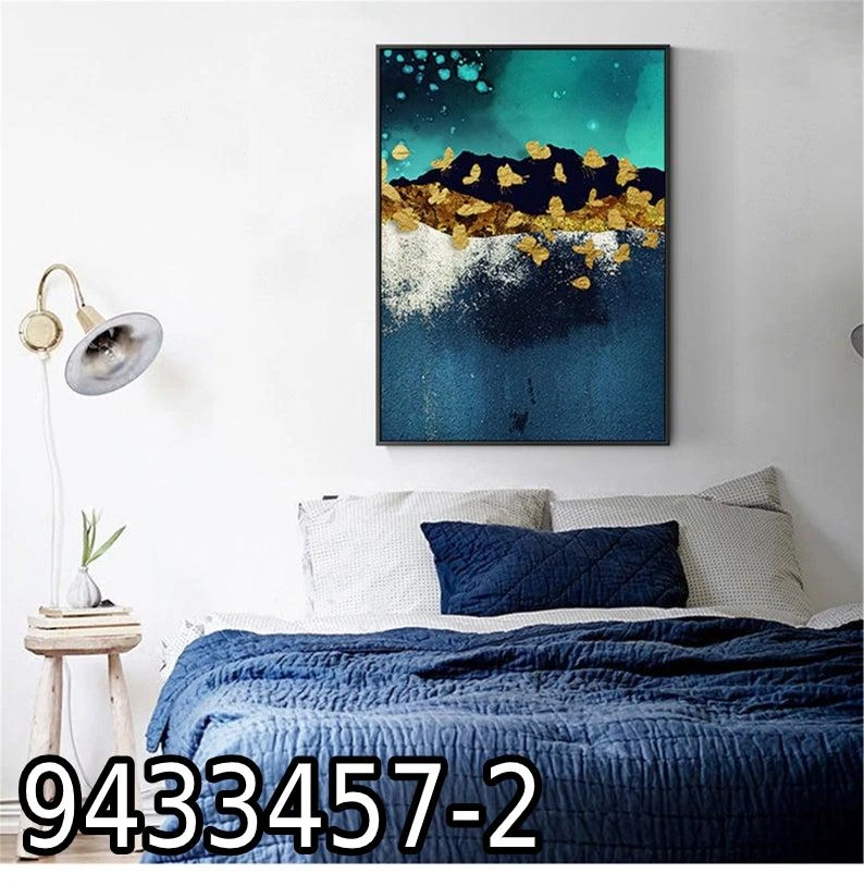 תמונת קנבס לחדר שינה אבסטרקט פרפרי הזהב דגם 9433457-2