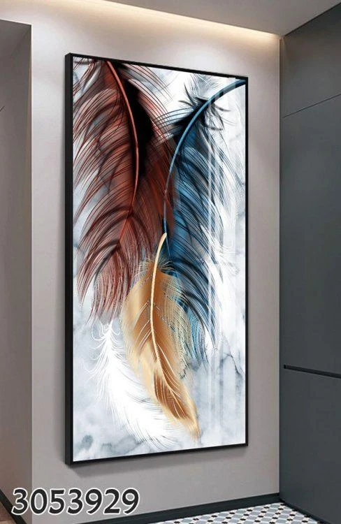 נוצות ברקע אבסטרקט - תמונה לגובה גדולה ללובי בניין ולכניסה לבית או למשרד דגם 3053929