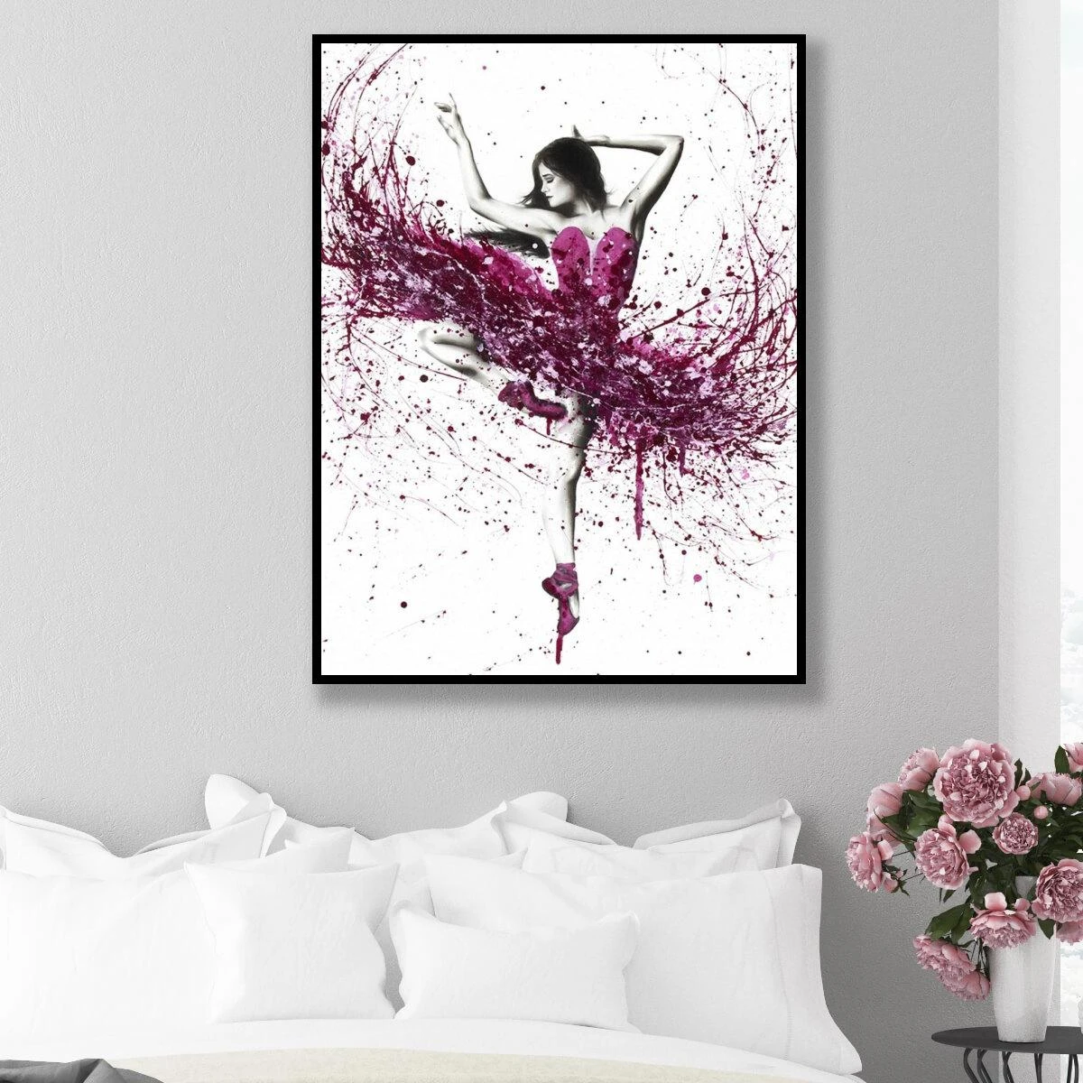 תמונה של רקדנית בלט ורודה לחדרי נוער בנות | הדפסה על קנבס או זכוכית דגם 3728500