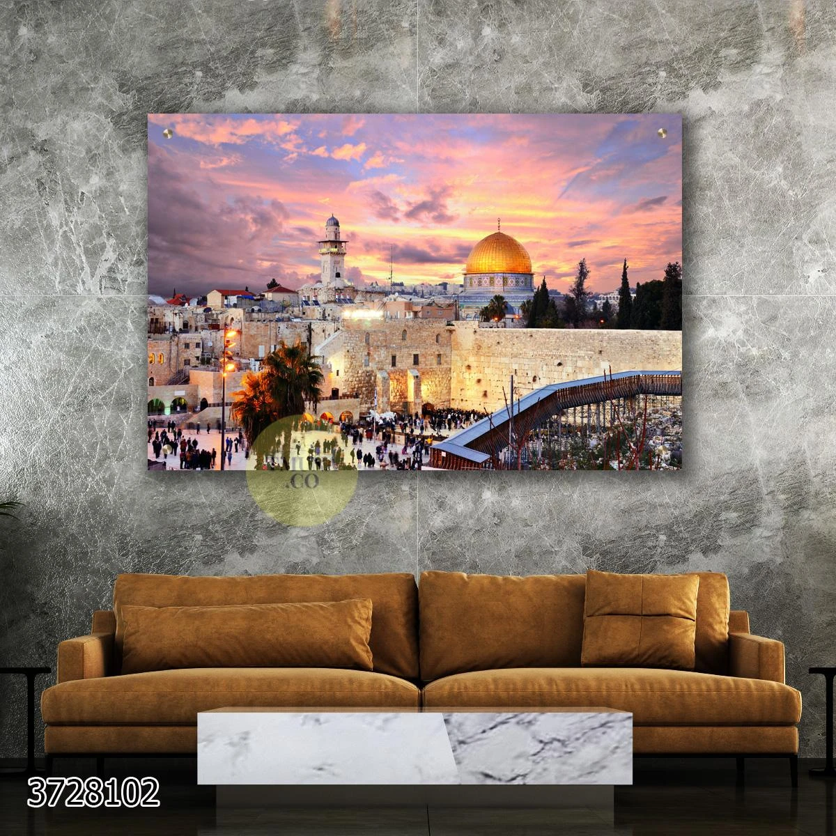 הכותל המערבי - תמונה של ירושלים מזכוכית למשרד או כניסה לבית דגם 3728102