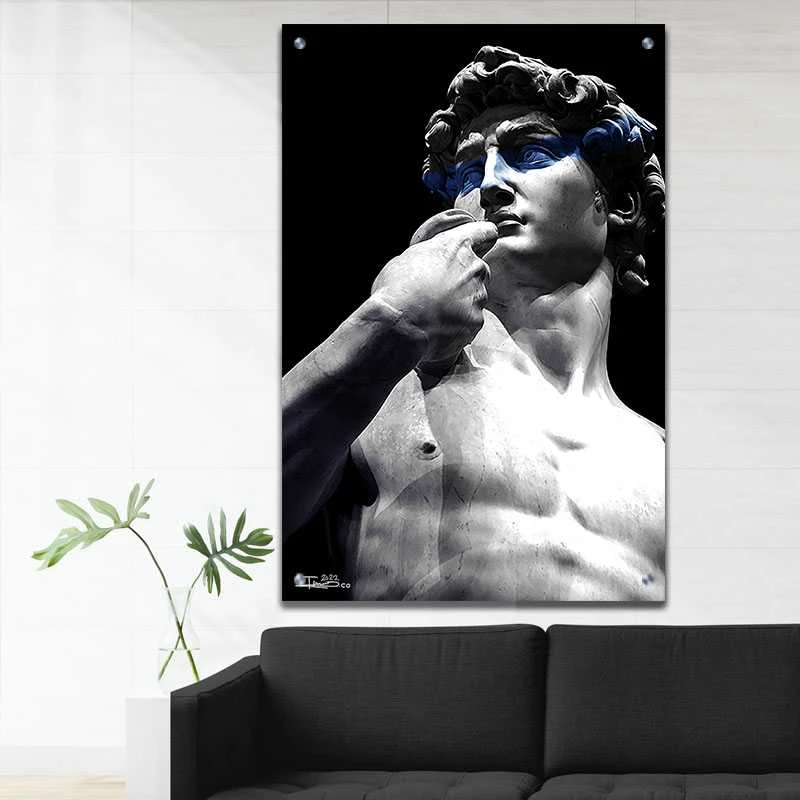 תמונת זכוכית לקליניקה פסל דוד המלך צילום תקריב הדפסה על זכוכית דמויות ואנשים - דגם alvtm46p2764