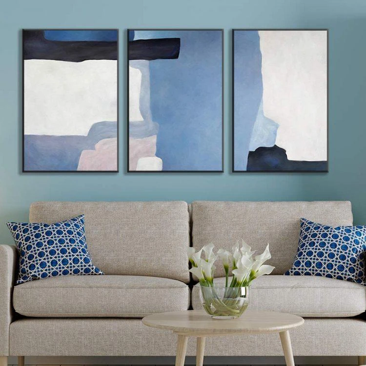 סט 3 קנבסים ממוסגרים - אבסטרקט אבנים 90X60*3 ס"מ