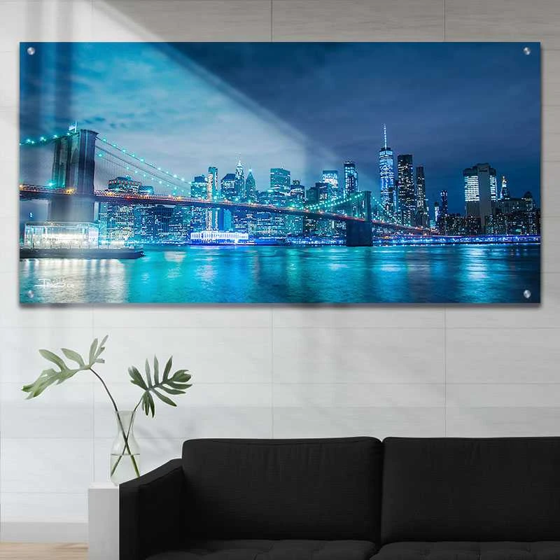 תמונת ניו יורק על זכוכית לסלון סיבוב שני הדפסה על זכוכית ערים - דגם alvtm46p2707