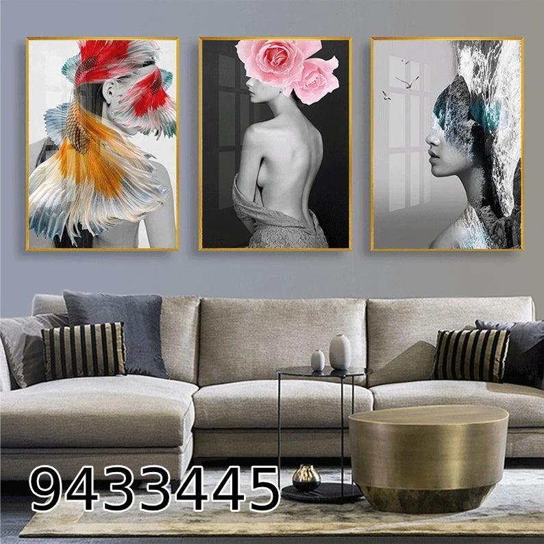 טריפל קנבס עלמות חן לסלון לחדר שינה דגם 9433445