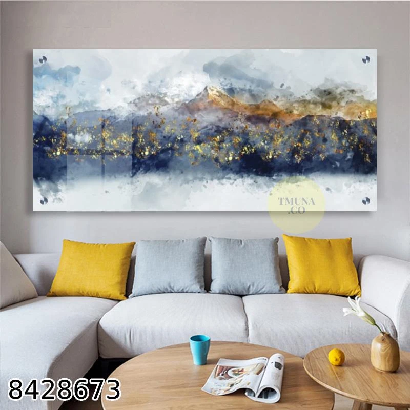 'אבסטרקט הרים' תמונה יוקרתית על זכוכית לסלון משרד דגם 8428673