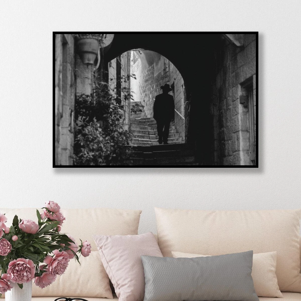 סמטאות הרובע - תמונה יהודית של ירושלים העתיקה להדפסה על קנבס לסלון לבית היהודי דגם 3728191