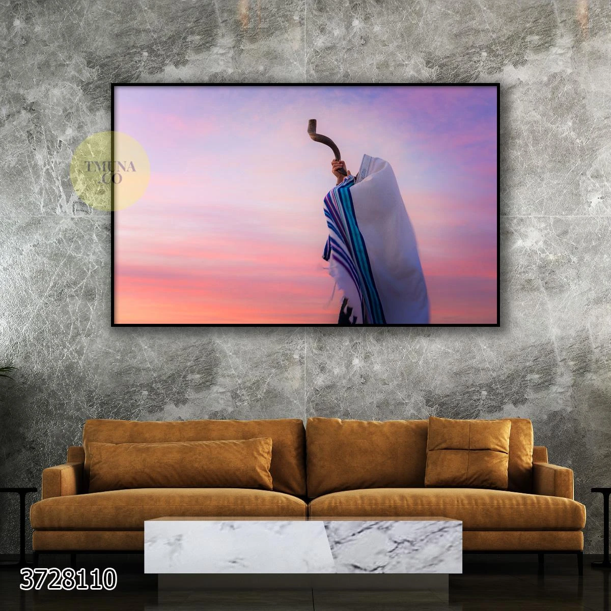 תקיעה בשופר באווירה ירושלמית תמונה על קנבס למשרד או כניסה לבית דגם 3728110