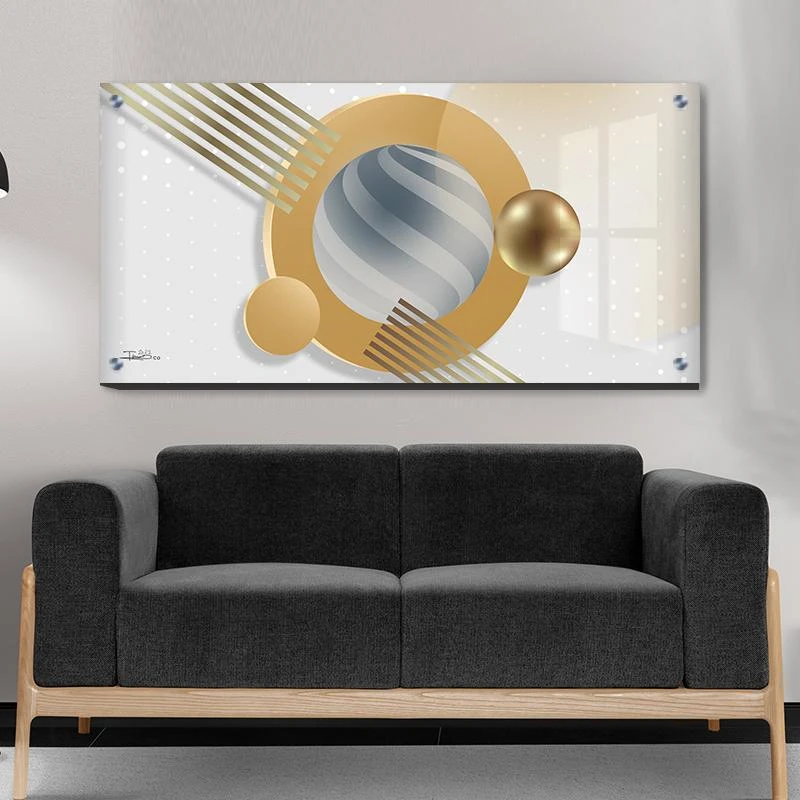 תמונת זכוכית גאומטרית לרוחב "גולת הקסם" לתלייה בחדר שינה לובי בניין או סלון דגם 135367