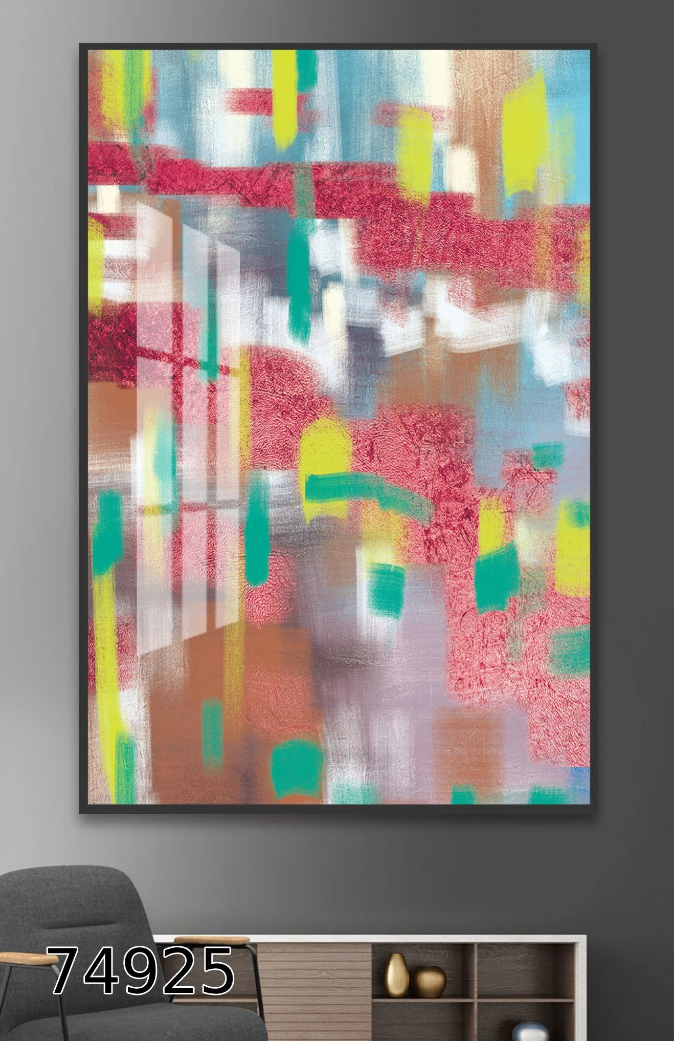 תמונת זכוכית אומנות בצבעים לתלייה במשרד או לובי דגם 74925