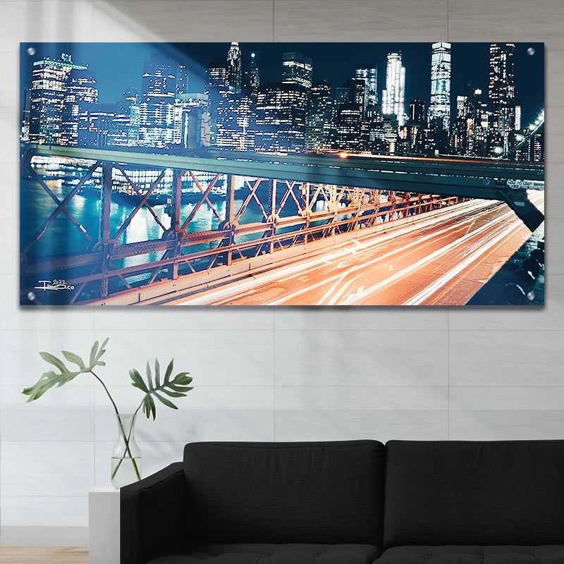 תמונת ניו יורק על זכוכית לסלון ההמון הדפסה על זכוכית ערים - דגם alvtm46p2715