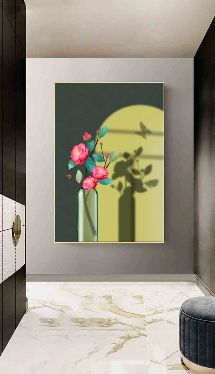 תמונות לחדר שינה אבסטרקט סאו לואיס תמונת קנבס בנושא פרחים ועלים, תלת מימד - דגם 27756267