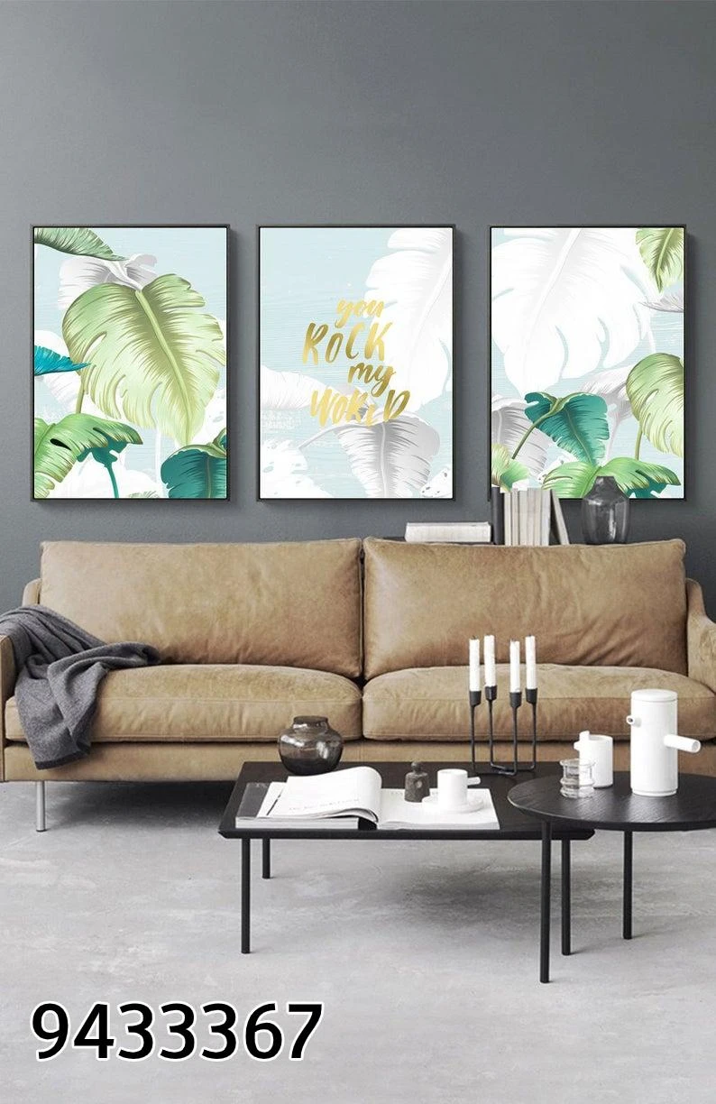 סט 3 תמונות טרופיות על קנבס למטבח פינת אוכל מק"ט 9433367