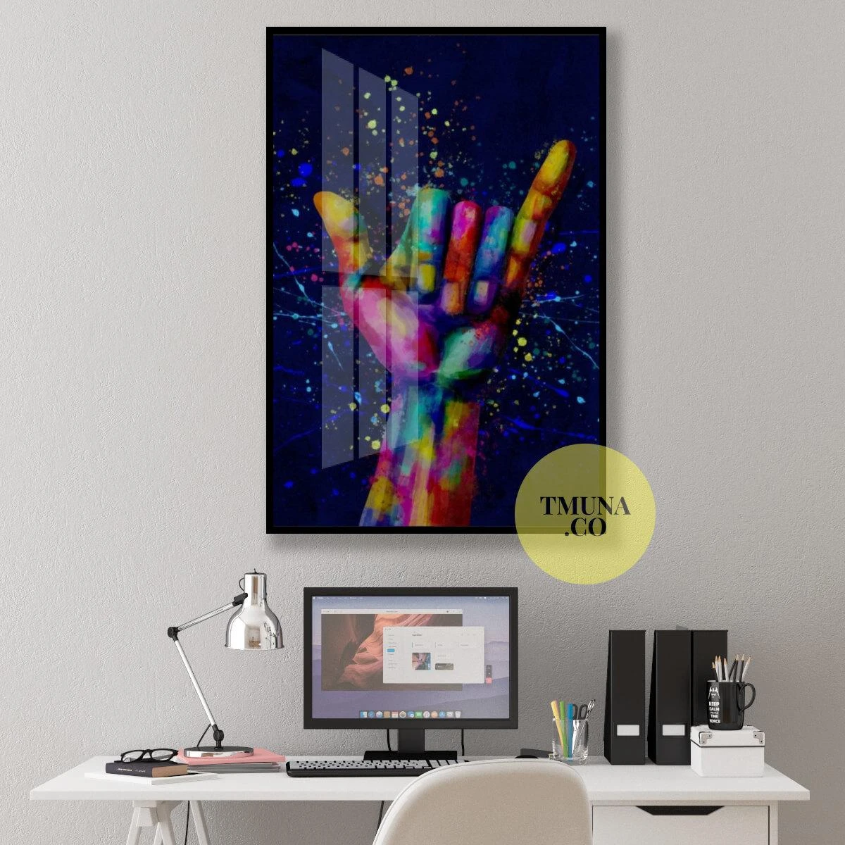 האומן הצבעוני - תמונה מגניבה בסגנון פופ ארט על קנבס או זכוכית לחדר נוער או למשרד דגם 134917