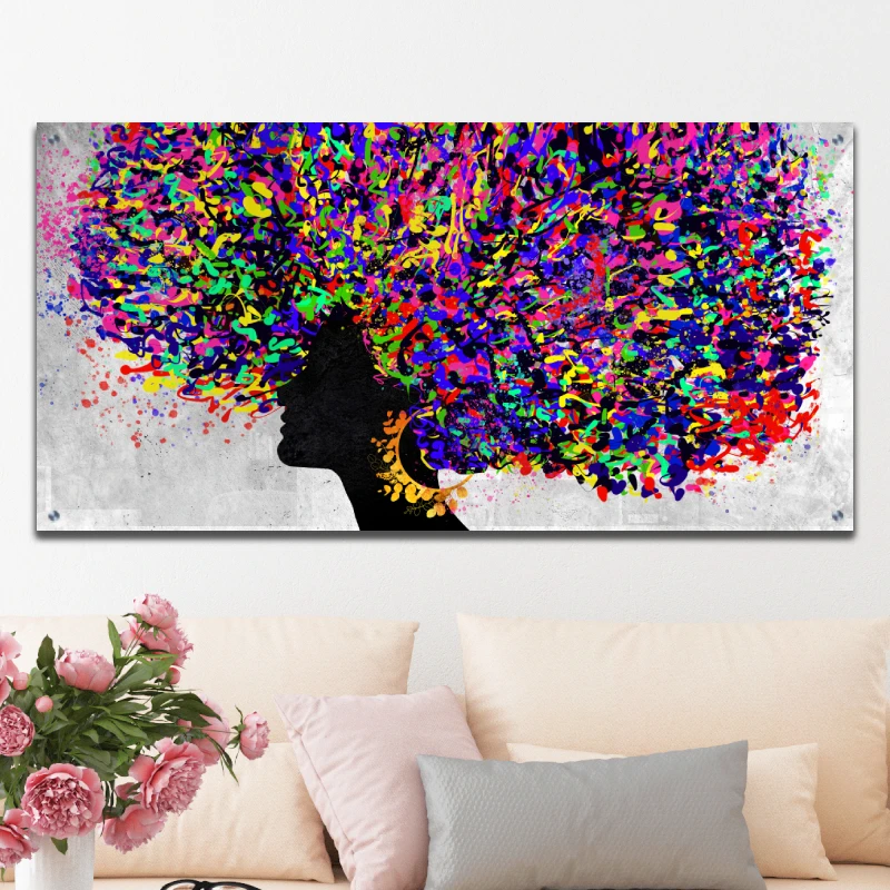 אפריקאית מצוירת - הדפס על קנבס או זכוכית לתלייה בסלון או במשרד דגם 134873