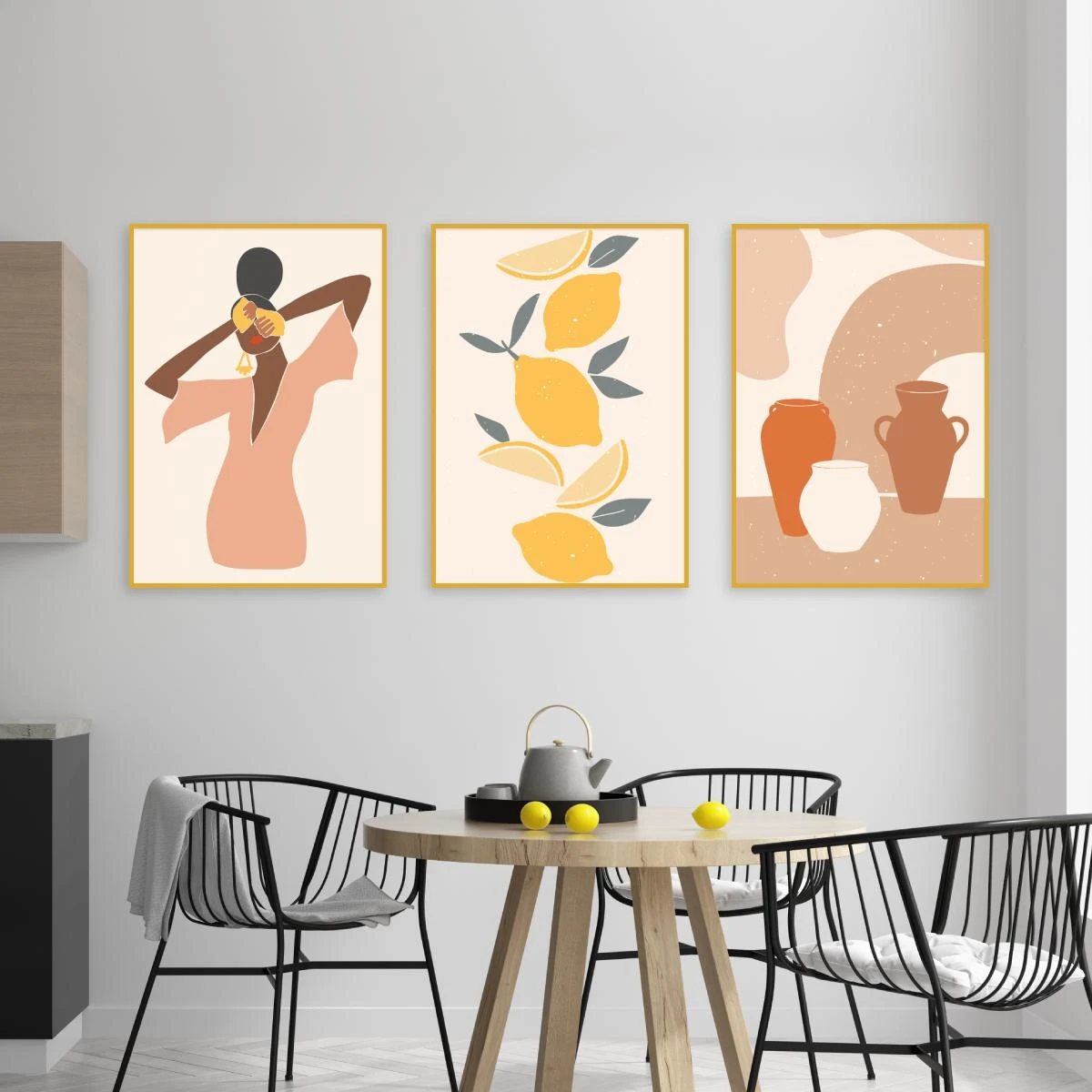 לימון וצהלה - תמונות בחלקים הדפסה על קנבס מוענות לתלייה במטבח או בפינת אוכל דגם 3728686