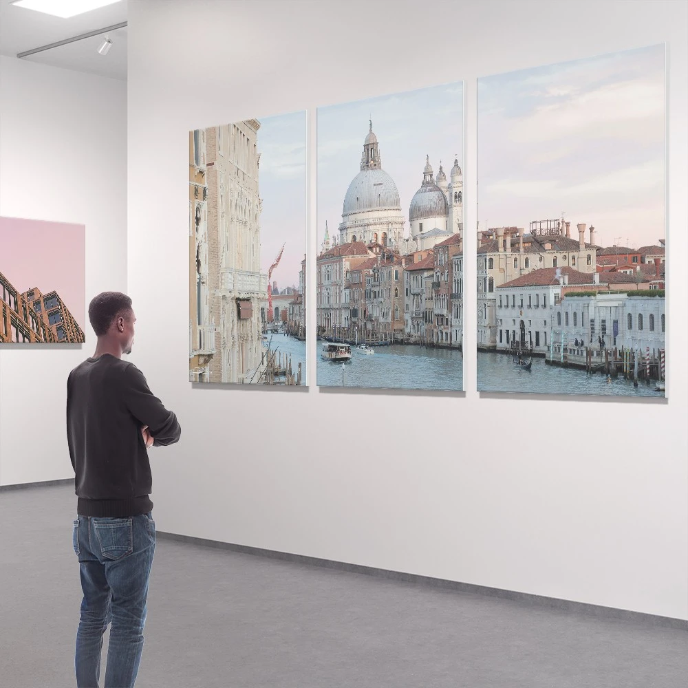 3 תמונות מחולקות על קנבס תעלה גרנד לפינת אוכל ציור בנושא ערים לחללים מעוצבים דגם 135677