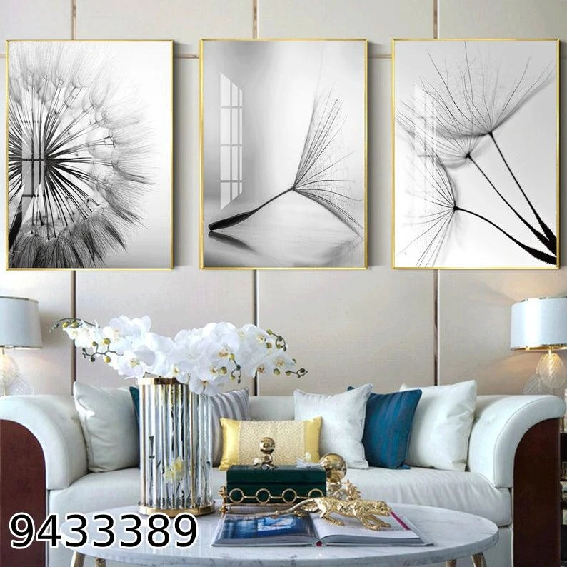 סט 3 תמונות ללובי בניין או למשרד בגוונים שחור לבן מק"ט 9433389