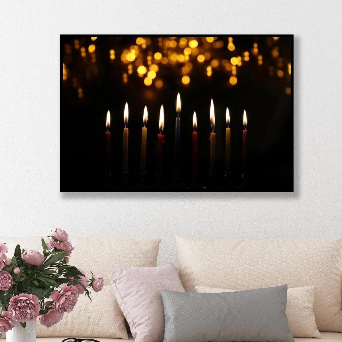 אורות הקודש - תמונות יהודיות לסלון לבית יהודי על קנבס או זכוכית דגם 3728187