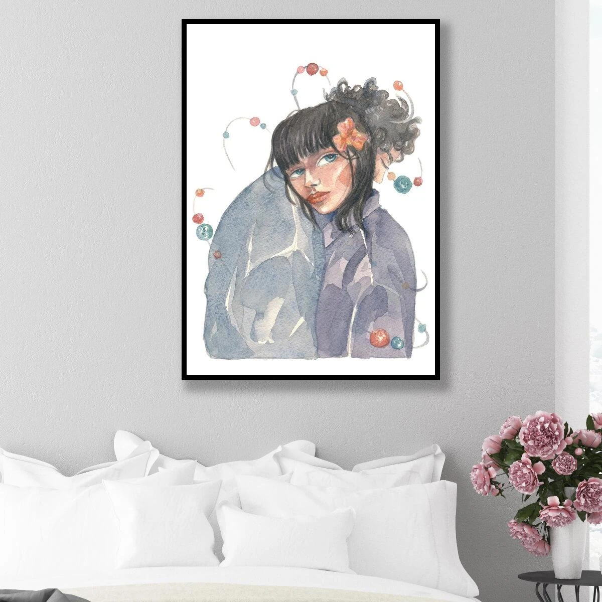 אהבה פשוטה - ציור רומנטי יפה לחדר שינה הדפסה על קנבס או זכוכית דגם 3728156