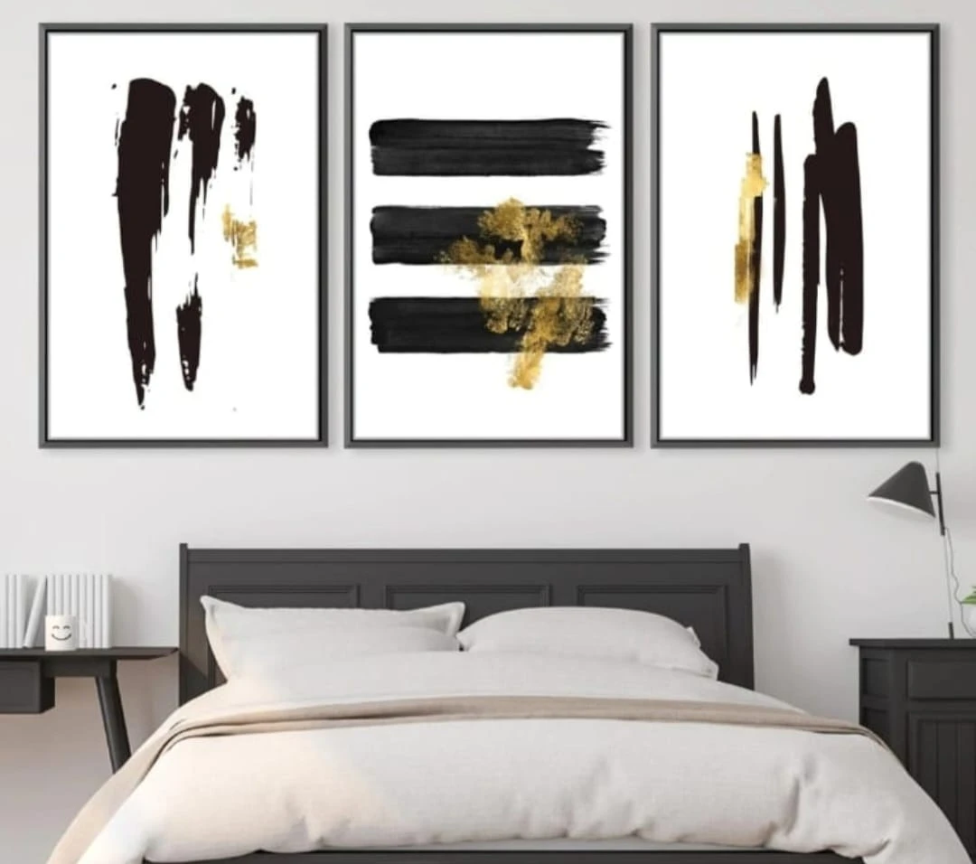 ⁦דגם 9044133⁩ גודל: 70X100 כמות: 3 גימור: קנבס עם מסגרת שחורה