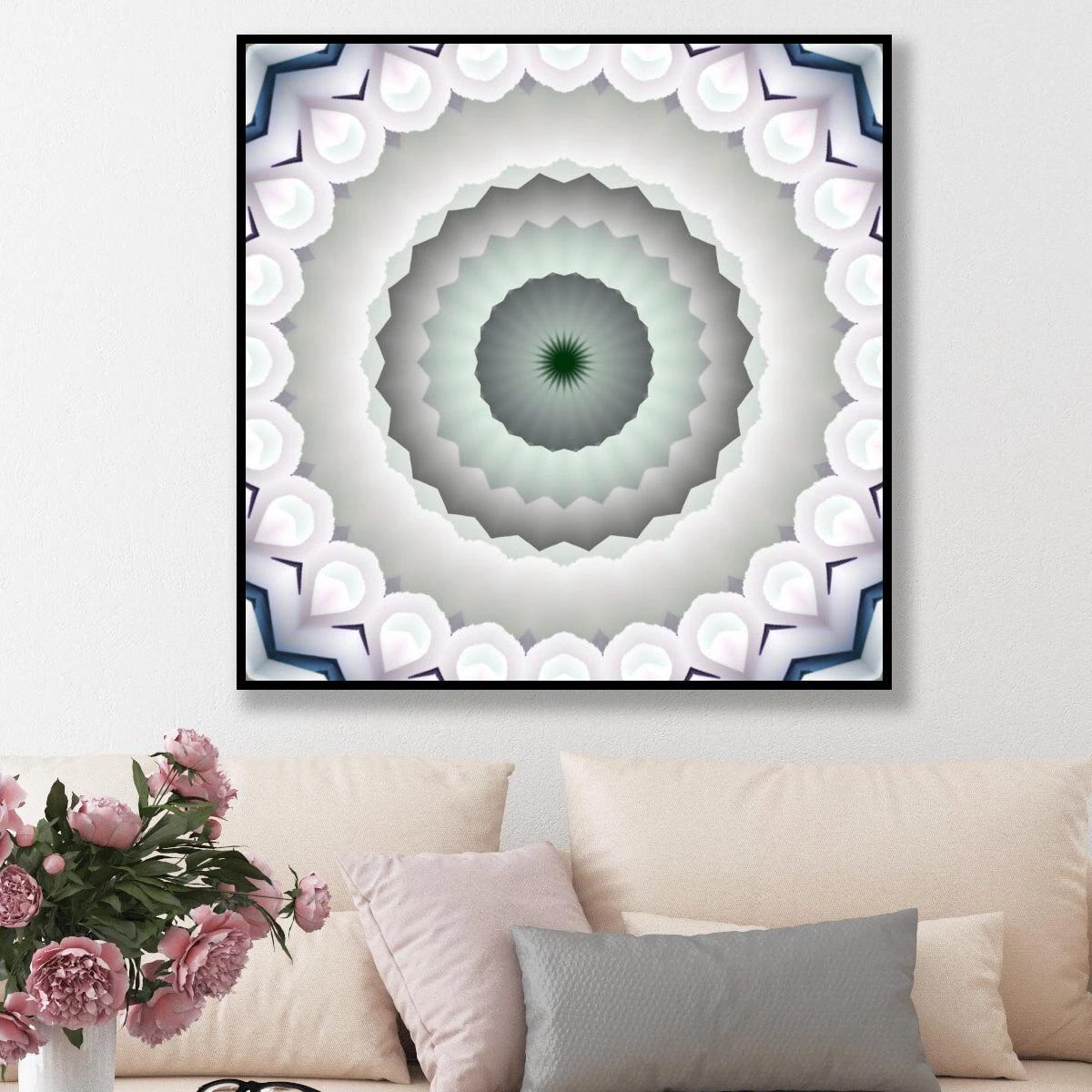 מנדלה בצבעים רכים - תמונה של מנדלה על קנבס או זכוכית לסלון או לקליניקה דגם 3728279